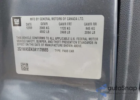 2010 Chevrolet Impala Ls z USA, uszkodzony, nr VIN 2G1WA5EK0A1178665